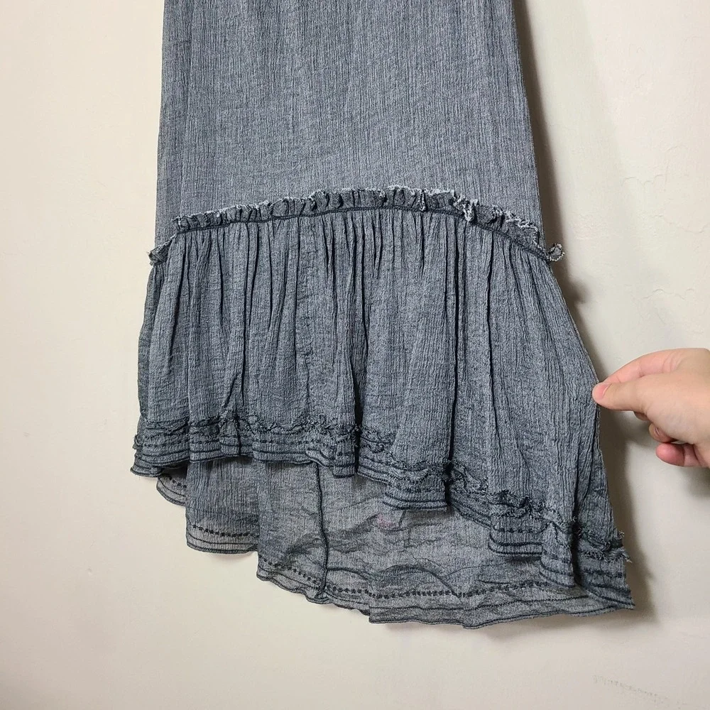Sophie Max Gray Ruffle Midi Skirt S Dark Fairy Grunge Gypsy Festival Peasant NWT - Picture 3 of 8